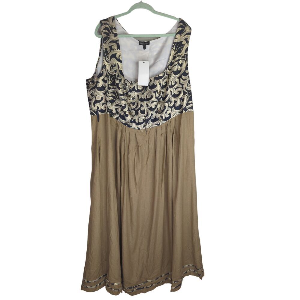 Ulla Popken  Front Zipper Dress Taupe Brown Women's Size 28 NWT Coquette Cottage
